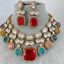 Multi Victorian Doublet Moissanite Polki Necklace, Sabyasachi Inspired Necklace, Celebrity Designer Necklace, Indian Pakistani Jewelry