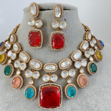 Multi Victorian Doublet Moissanite Polki Necklace, Sabyasachi Inspired Necklace, Celebrity Designer Necklace, Indian Pakistani Jewelry