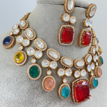 Multi Victorian Doublet Moissanite Polki Necklace, Sabyasachi Inspired Necklace, Celebrity Designer Necklace, Indian Pakistani Jewelry