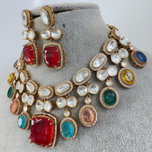 Multi Victorian Doublet Moissanite Polki Necklace, Sabyasachi Inspired Necklace, Celebrity Designer Necklace, Indian Pakistani Jewelry