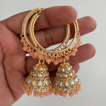 Kundan stone bali Jhumka/hoop jhumka/hoop earrings/Indian Jewelry/Pakistani/Punjabi/Indian/Statement earring/Indian wedding/Jhumka earrings