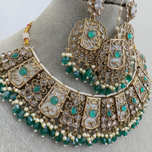 RamaGreen Antique Polki Kundan necklace set/Reverse Ad Necklace/Statement necklace/Indian/Punjabi Necklace/Pakistani Jewelry/Bridal necklace