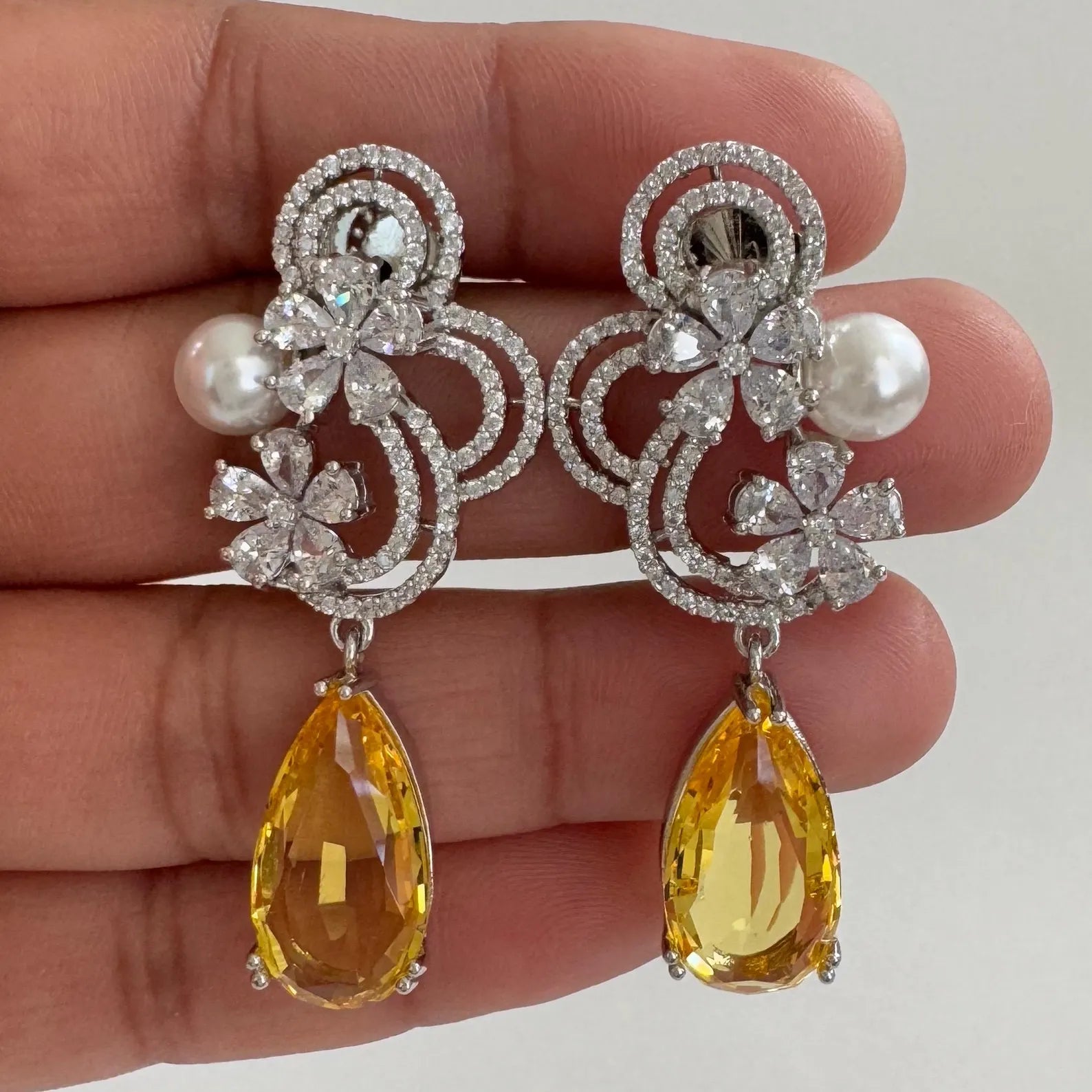 American Diamond earrings/Indian Jewelry/Pakistani Jewelry/Bollywood Jewelry/CZ earrings/AD earrings/Statement earrings/Gift for her