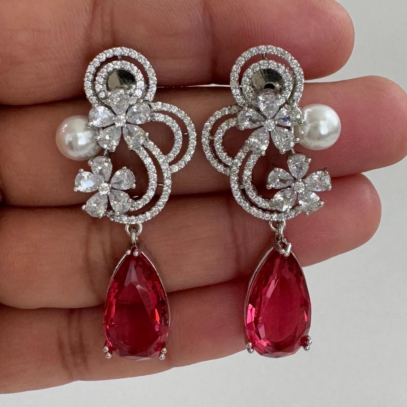 American Diamond earrings/Indian Jewelry/Pakistani Jewelry/Bollywood Jewelry/CZ earrings/AD earrings/Statement earrings/Gift for her