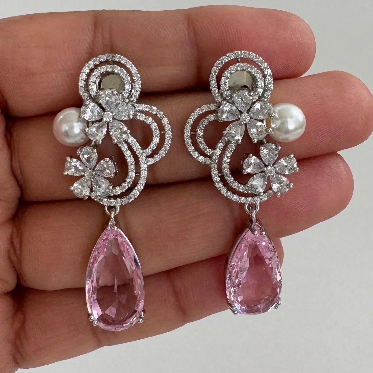American Diamond earrings/Indian Jewelry/Pakistani Jewelry/Bollywood Jewelry/CZ earrings/AD earrings/Statement earrings/Gift for her
