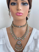 MintPink Premium Quality Victorian Moissanite Polki Kundan Necklace/Statement Long /Semi Precious/Rani Haar/Indian wedding/Bridal Collection