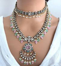MintPink Premium Quality Victorian Moissanite Polki Kundan Necklace/Statement Long /Semi Precious/Rani Haar/Indian wedding/Bridal Collection