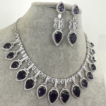 Purple CZ diamond necklace, American Diamond wedding necklace, Cz jewelry, Indian, Pakistani, Punjabi wedding jewelry, Prom necklace
