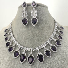 Purple CZ diamond necklace, American Diamond wedding necklace, Cz jewelry, Indian, Pakistani, Punjabi wedding jewelry, Prom necklace