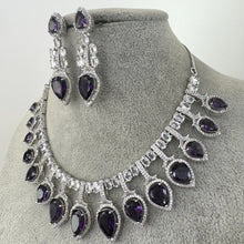 Purple CZ diamond necklace, American Diamond wedding necklace, Cz jewelry, Indian, Pakistani, Punjabi wedding jewelry, Prom necklace