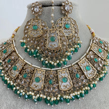 RamaGreen Antique Polki Kundan necklace set/Reverse Ad Necklace/Statement necklace/Indian/Punjabi Necklace/Pakistani Jewelry/Bridal necklace