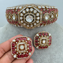 Deepika Padukone inspired Ruby Victorian Moissanite Choker, Premium Indian Jewelry Sabyasachi Indian Bridal Necklace Bollywood Celebrity