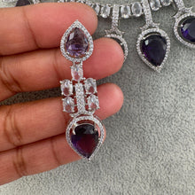 Purple CZ diamond necklace, American Diamond wedding necklace, Cz jewelry, Indian, Pakistani, Punjabi wedding jewelry, Prom necklace
