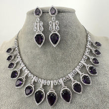 Purple CZ diamond necklace, American Diamond wedding necklace, Cz jewelry, Indian, Pakistani, Punjabi wedding jewelry, Prom necklace
