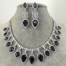 Purple CZ diamond necklace, American Diamond wedding necklace, Cz jewelry, Indian, Pakistani, Punjabi wedding jewelry, Prom necklace
