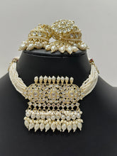 Pearl Kundan Necklace set/Indian Jewelry/Gold pakistani maangtikka necklace/indian wedding /Bridal Teeka Headpiece Bollywood Bridesmaid Gift