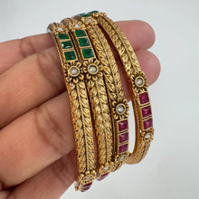 Ruby Green Kemp gold bangles 4pcs, Rajwadi bangles, South Indian Bangles ,gold bangles, Indian Pakistani jewelry for wedding, Bridal Jewelry