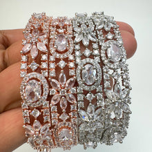 Rose Gold ,Silver American Diamond CZ Bangles 2pcs/Bracelet/Indian Party Wear Bangles/ CZ stone bangles/Indian wedding/bridal jewelry