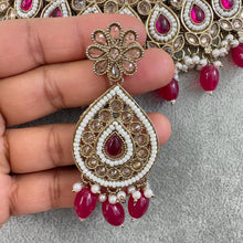 Hot Pink Rani Antique Polki Kundan necklace/Indian Jewelry/Pakistani Jewelry set/Weddings necklace/Bridal necklace/Reverse AD Set