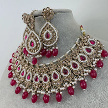Hot Pink Rani Antique Polki Kundan necklace/Indian Jewelry/Pakistani Jewelry set/Weddings necklace/Bridal necklace/Reverse AD Set
