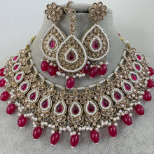 Hot Pink Rani Antique Polki Kundan necklace/Indian Jewelry/Pakistani Jewelry set/Weddings necklace/Bridal necklace/Reverse AD Set