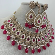 Hot Pink Rani Antique Polki Kundan necklace/Indian Jewelry/Pakistani Jewelry set/Weddings necklace/Bridal necklace/Reverse AD Set