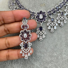 Purple CZ diamond bridal necklace, American Diamond wedding necklace, Cz jewelry, Indian, Pakistani, Punjabi wedding jewelry