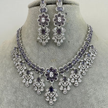 Purple CZ diamond bridal necklace, American Diamond wedding necklace, Cz jewelry, Indian, Pakistani, Punjabi wedding jewelry
