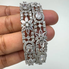 Rose Gold ,Silver American Diamond CZ Bangles 2pcs/Bracelet/Indian Party Wear Bangles/ CZ stone bangles/Indian wedding/bridal jewelry