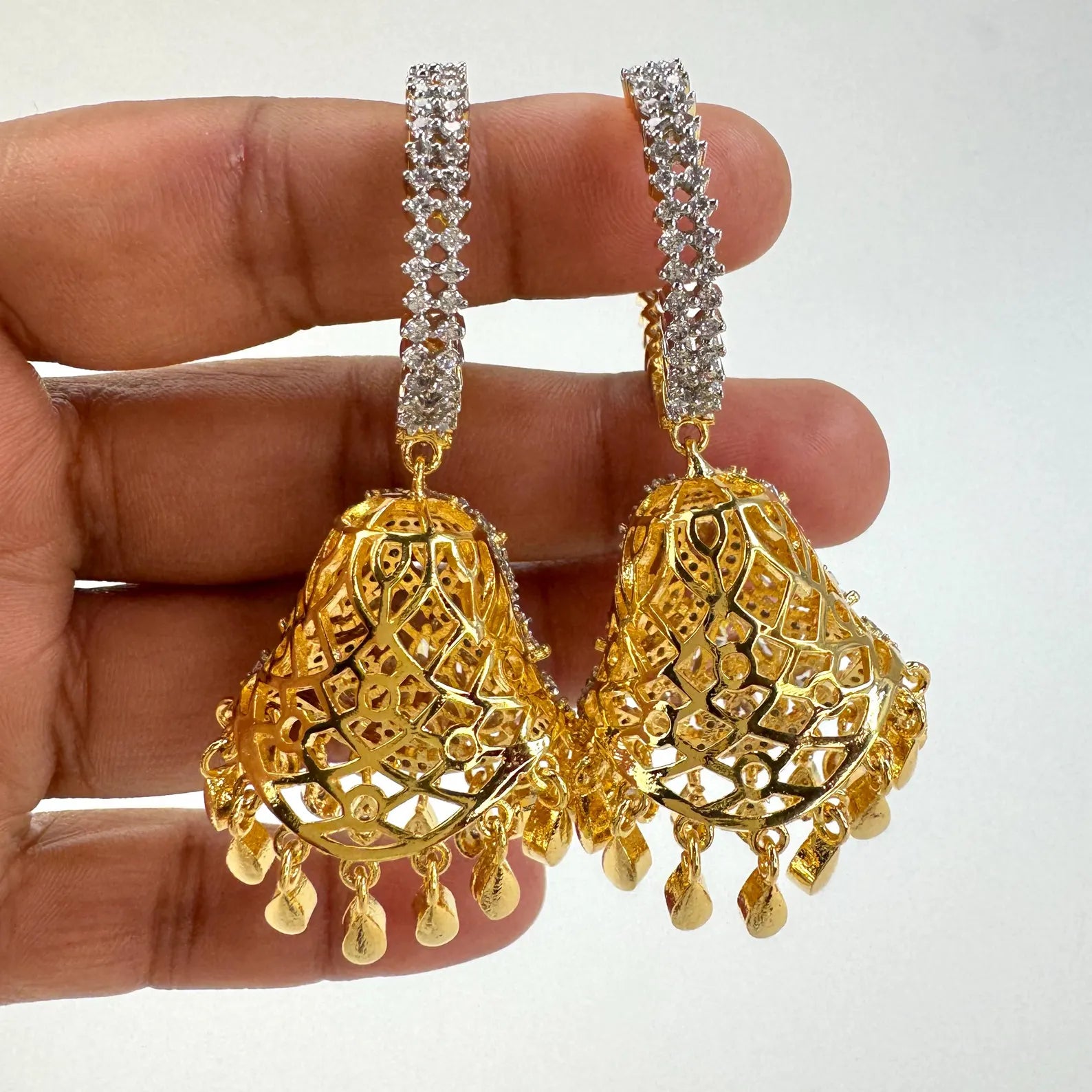 American Diamond Hoop earrings/Indian Jewelry/Pakistani Jewelry/Bollywood Jewelry/CZ earrings/AD earrings/Statement earrings/Gift for her