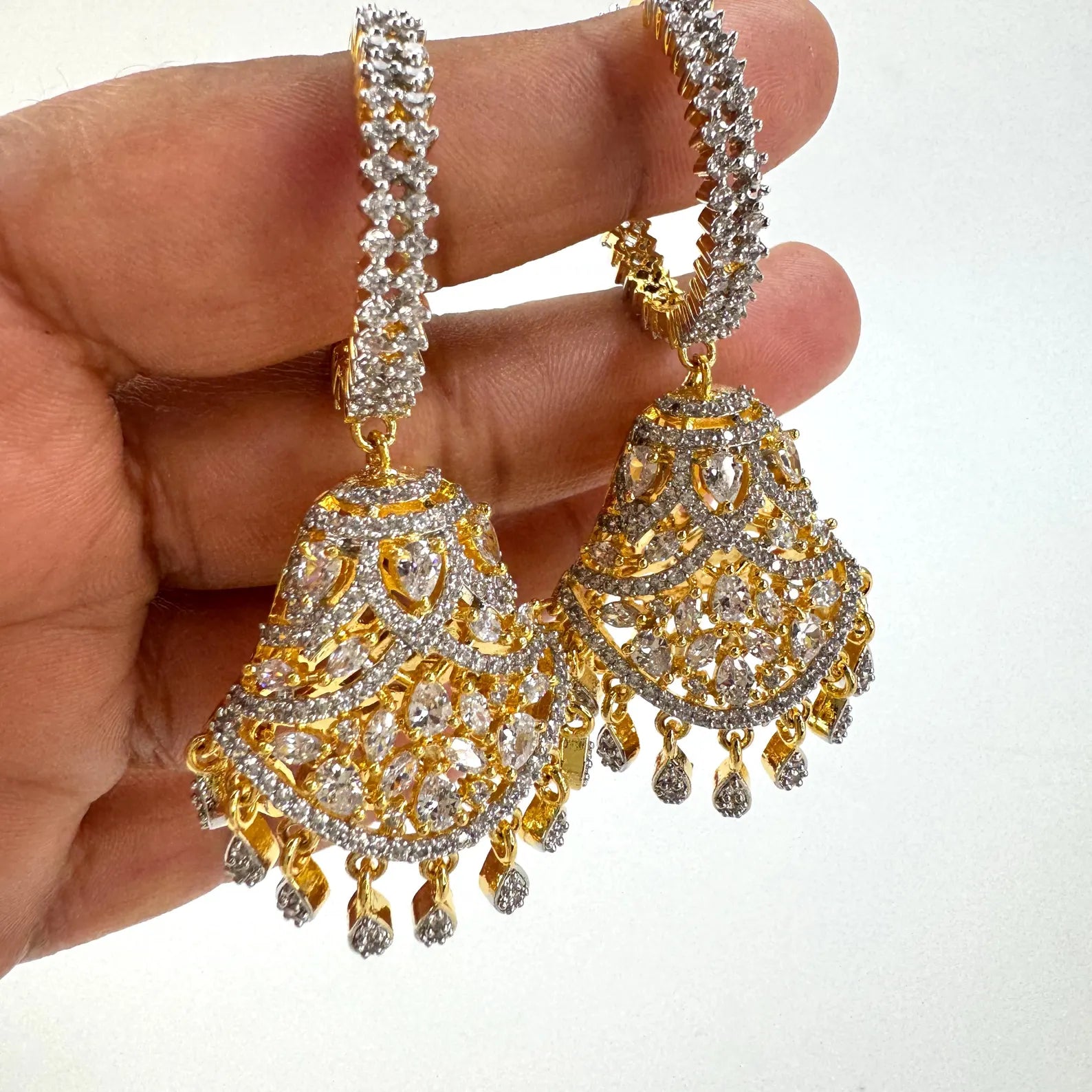 American Diamond Hoop earrings/Indian Jewelry/Pakistani Jewelry/Bollywood Jewelry/CZ earrings/AD earrings/Statement earrings/Gift for her
