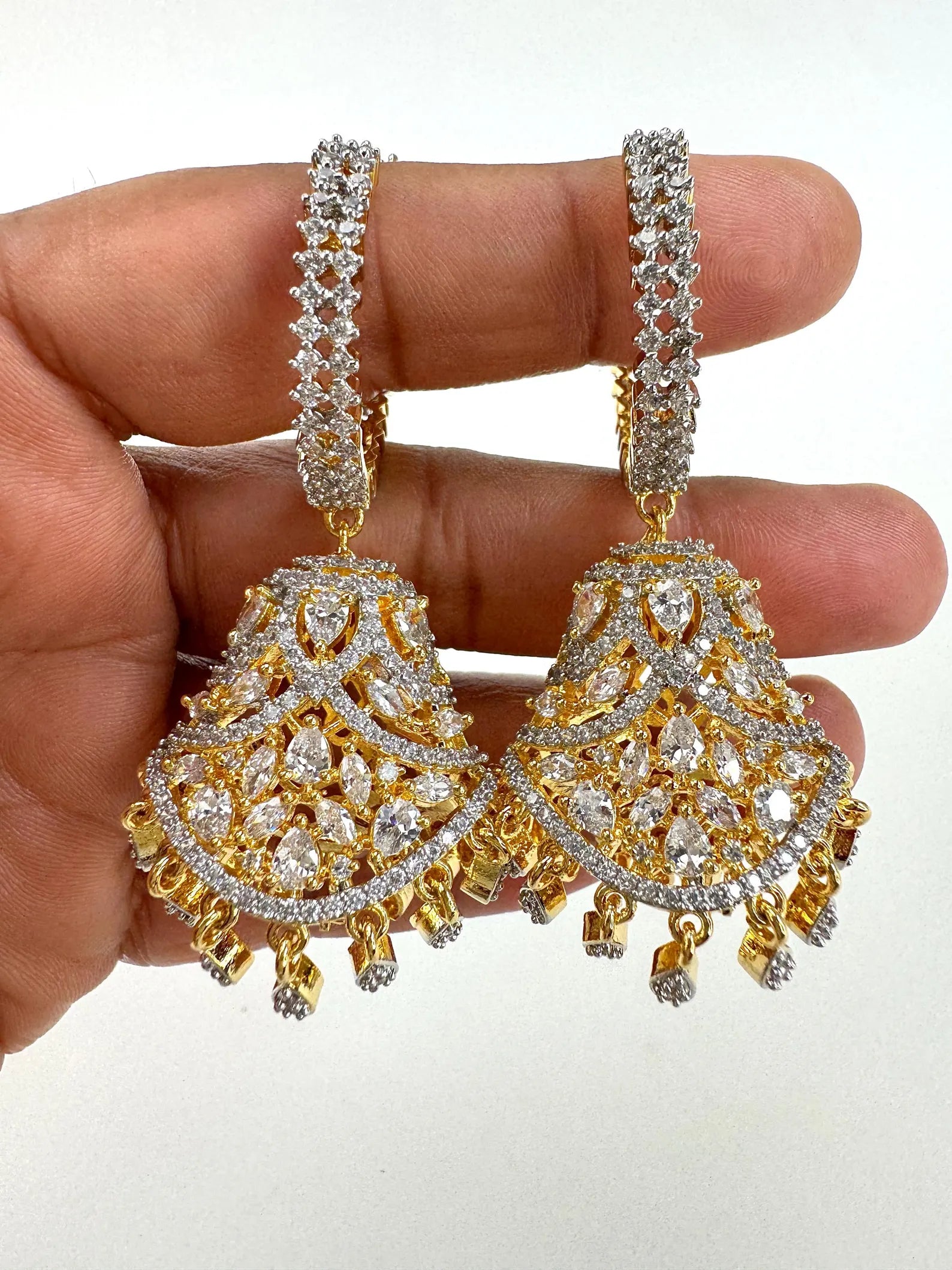 American Diamond Hoop earrings/Indian Jewelry/Pakistani Jewelry/Bollywood Jewelry/CZ earrings/AD earrings/Statement earrings/Gift for her