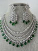 Emerald CZ diamond Triple Layered bridal necklace, American Diamond wedding necklace, Cz jewelry, Indian, Pakistani, Punjabi wedding jewelry