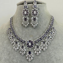 Purple CZ diamond bridal necklace, American Diamond wedding necklace, Cz jewelry, Indian, Pakistani, Punjabi wedding jewelry