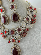 Maroon Red Victorian Polki Kundan Necklace,Sabyasachi Necklace,Statement Necklace, Semi Precious Necklace, Designer Necklace, Indian wedding