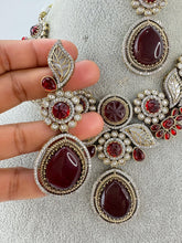 Maroon Red Victorian Polki Kundan Necklace,Sabyasachi Necklace,Statement Necklace, Semi Precious Necklace, Designer Necklace, Indian wedding