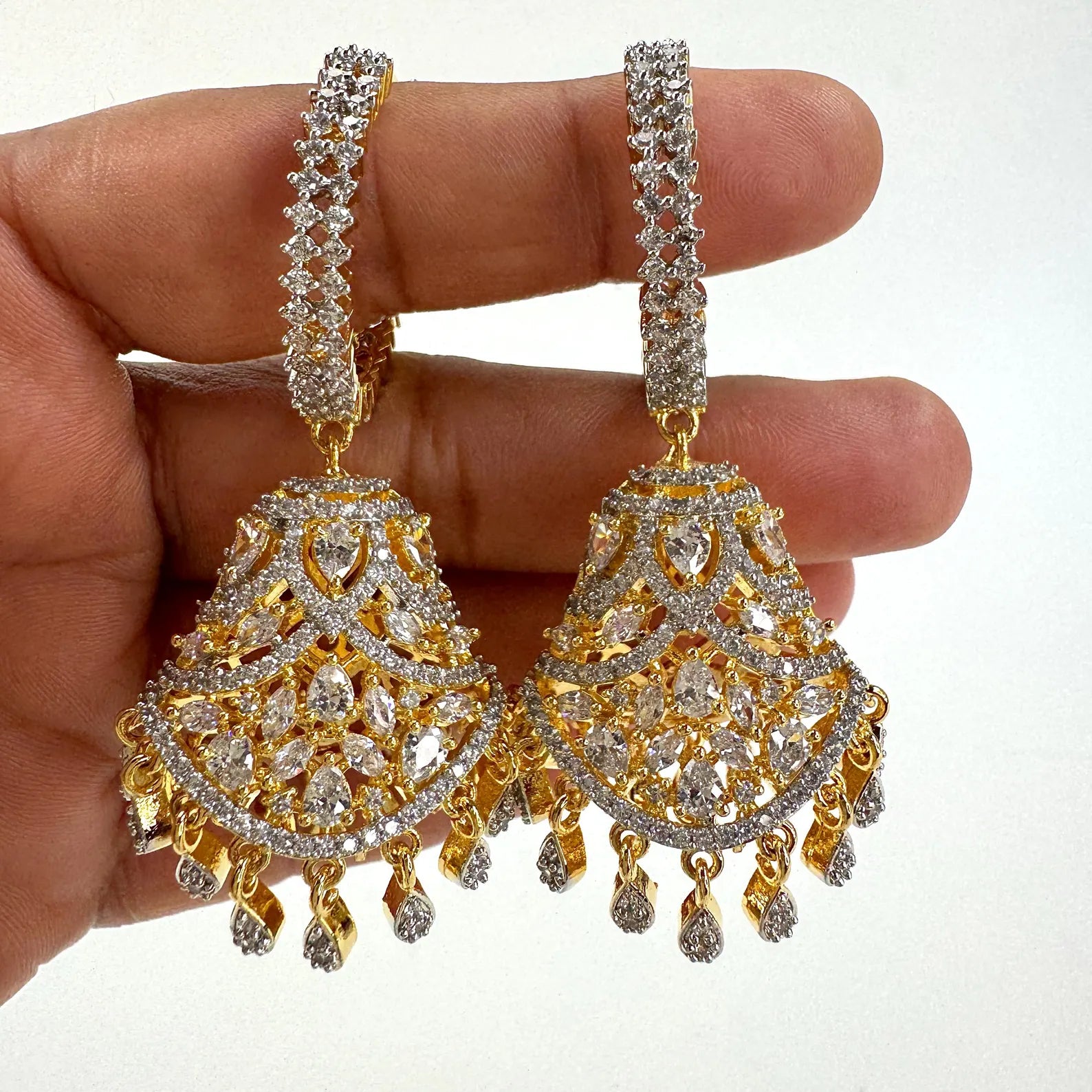 American Diamond Hoop earrings/Indian Jewelry/Pakistani Jewelry/Bollywood Jewelry/CZ earrings/AD earrings/Statement earrings/Gift for her