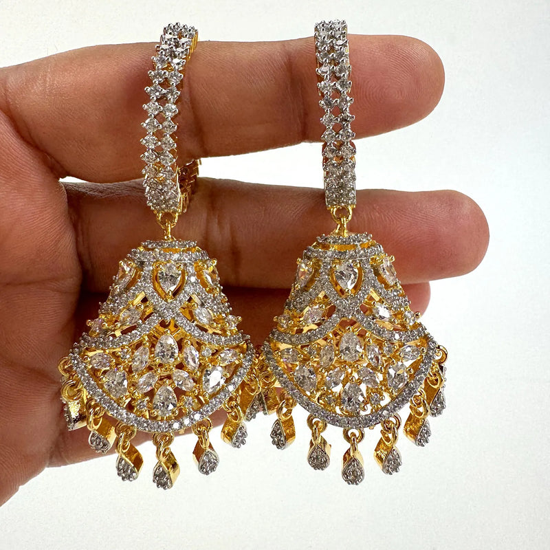 American Diamond Hoop earrings/Indian Jewelry/Pakistani Jewelry/Bollywood Jewelry/CZ earrings/AD earrings/Statement earrings/Gift for her