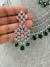Emerald CZ diamond Triple Layered bridal necklace, American Diamond wedding necklace, Cz jewelry, Indian, Pakistani, Punjabi wedding jewelry