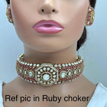 Deepika Padukone inspired Ruby Victorian Moissanite Choker, Premium Indian Jewelry Sabyasachi Indian Bridal Necklace Bollywood Celebrity