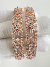 Rose Gold ,Silver American Diamond CZ Bangles 2pcs/Bracelet/Indian Party Wear Bangles/ CZ stone bangles/Indian wedding/bridal jewelry