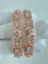 Rose Gold ,Silver American Diamond CZ Bangles 2pcs/Bracelet/Indian Party Wear Bangles/ CZ stone bangles/Indian wedding/bridal jewelry