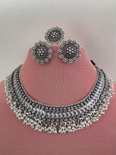 Oxidized Necklace with Finger Ring/Oxidized Indian Jewelry/Boho Jewelry/Bib Choker Necklace/Afghan necklace/Afghani jewelry/gypsy necklace/