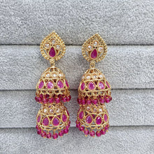 Gold Polki Jhumka, stone Jhumka, Indian Jewelry, Jhumka earrings, Gold earrings, double Jhumka earrings