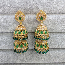 Gold Polki Jhumka, stone Jhumka, Indian Jewelry, Jhumka earrings, Gold earrings, double Jhumka earrings