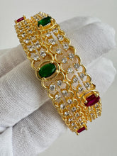 Set of 2 Ruby Green Gold Diamond Bangles(2 PC)/CZ Bangles/Indian Bangles/CZ stone bangles/Indian wedding/bridal jewelry/Gold bangles