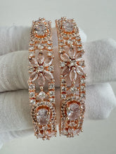 Rose Gold ,Silver American Diamond CZ Bangles 2pcs/Bracelet/Indian Party Wear Bangles/ CZ stone bangles/Indian wedding/bridal jewelry