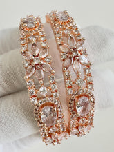 Rose Gold ,Silver American Diamond CZ Bangles 2pcs/Bracelet/Indian Party Wear Bangles/ CZ stone bangles/Indian wedding/bridal jewelry