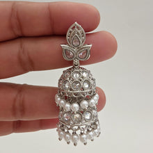Silver Polki Stone Jhumka Indian jhumka earrings Pakistani Indian Jewelry Pearl jhumka earrings Statement earrings Indian wedding Jewelry