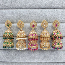 Gold Polki Jhumka, stone Jhumka, Indian Jewelry, Jhumka earrings, Gold earrings, double Jhumka earrings